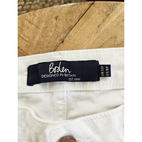 Boden Jeans Womens 8P White High Rise Straight Leg Bohemian Beach - Picture 4 of 7